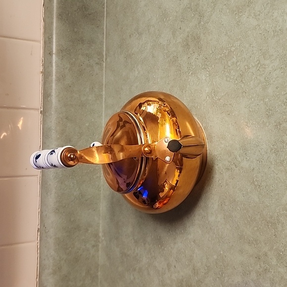 Vintage Copper Tea Kettle with Ceramic Handle and ceramic Knob on lid - Picture 2 of 14